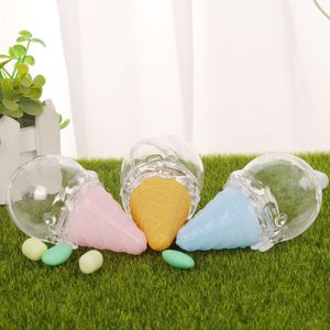 16pcs Mini Plastic Ice Cream Shaped Candy Box Baby Shower Baptism Party Wedding Sweets Holder