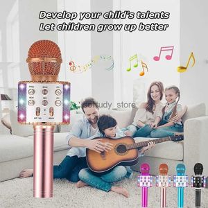 Microfones Childrens Portable Bluetooth Speaker Professional Full Karaoke Microphone Voice Converter Recorder med trådlös mikrofonq