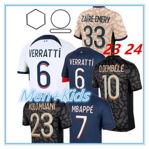 24 25 Maillot 남자 Mbappe Football Jersey Children 's Set 23 24 Fan Edition Player Edition 2023 2024 Maglia Paris Home and Away Football Sweatshirt