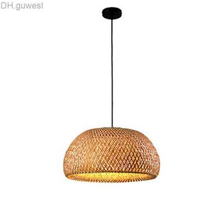 Lâmpadas pendentes de lustre de bambu japonês decoração de lanterna chinesa Rattan LIGHTILTE GRANDE DE LIMPENTE YQ240410