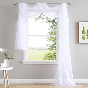 Curtain White Sheer Window Valance Semi Scarf For Wedding Arch Drape Curtains Panel Backdrop Decor