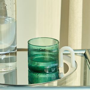 Floriddle Colorful Handle Ripple Glass Mug Coffee Cups Heat Resistance Mug Milk Tea Cups Drinkware Coffee Mugs Glass Cups