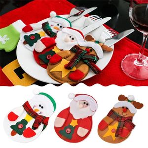 10Pcs Christmas Fork Knife Cutlery Holder Bag Pocket Mini Lollipop Santa Claus Hats Lollypop Cap Christmas Table Decor New Year