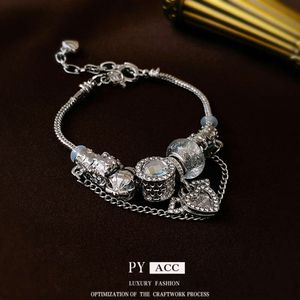 Cold and Indifferent Style Diamond Inlaid Hollow Heart Korean Instagram Niche Design Feeling Personalized Fashion Bracelet