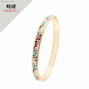 National Style Opening Bracelet Enamel Decoration Stainless Steel Bracelet Couple Gift