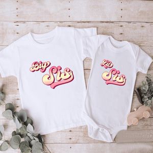 Big Sister Little Sister Girls Tshirt & Baby Rompers Summer Short Sleeve Kids T-shirt Cute Sibling Matching Outfits Clothes