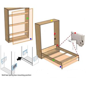 DIY Murphy Bed Mechanism with 9 Bold Springs Hidden Bed Hardware Kits Fold Wall Bed Hinges Accessories For 1m-1.5m width bed