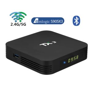 Kutu Tanix Tx3 Android 9.0 Akıllı TV Kutusu Amlogic S905X3 8K 4K Medya Oyuncu 4GB 32GB 64GB 2.4G 5G WiFi BT4.0 H.265 SET Üst Kutu X3 TVBox