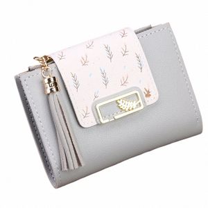 cute Tassels Women Short Wallet PU Leather Card Bag Female Folding Purse Small Coin Purse Card Holder Clutch Credit Card Bag X6b5#