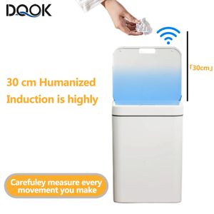 DQOK Smart Induction Trash Can Automatic Dustbin Bucket Garbage Bathroom for Kitchen Electric Type Touch Bin Paper Basket 240408