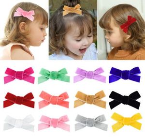 12 Colors Baby Girl Hair Accessories fashion Lolita Style Solid Colors Velvet Bow Barrettes Girl Infant Hair Accessories Headband9965956