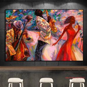 Abstract African Jazz Poster Wall Art Artistic Canvas Målning Jazz Music Affischer Jazz Band Bilder för vardagsrum Heminredning