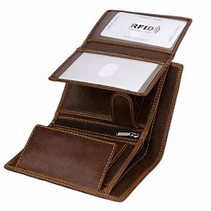 Klassisk mäns plånbok vintage äkta läderplånbok för män högkvalitativ ko -hudbusin kreditkortshållare herrmyntväska S2XN#