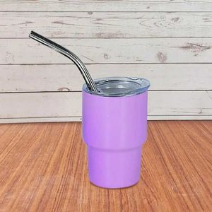 Becher Vakuumthermosemischen Sublimation Becher Blankoklar Doppelwand Edelstahl tragbarer Reisen 2 Unzen Kaffeetasse mit Deckel und Stroh für Getränke 240410