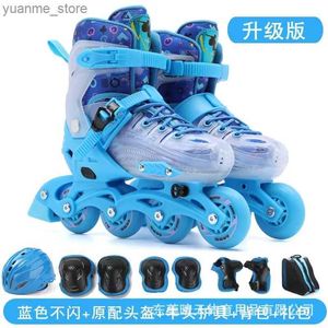 Inline Roller Skates Inline Roller Skates Shoes Patins 4-Wheel Girls Children Beginners Professional Boys Full Set of Protective Gear Training Y240410