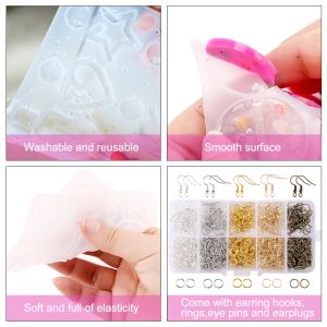 Silicone Earring Molds Keychain Pendant Jewelry Mould with Open Jump Rings Earring Hooks Resin Epoxy Mold DIY Jewellery Making