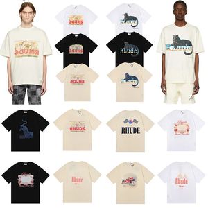 Top Craftsmanship Rhude Mens Tagliette Summer Designer Tshirts Cotton Printing Street Street Casual Short Short Short Beach Style Tees 23SS T maglietta per uomo Tshirt