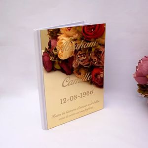 Different Styles Custom Wedding Signature Guest Book Personalized GoldSilver Mirror Cover Empty White Blank Pages Party Decor 240329