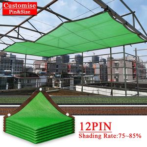 12Pin Zielony Sunshade Net Garden Rośliny Słońce Rośliny anty-UV Okładka cieniowanie 80% Outdoor Shade Żagl Płaszczenie Prywatność Basen Basen Atning