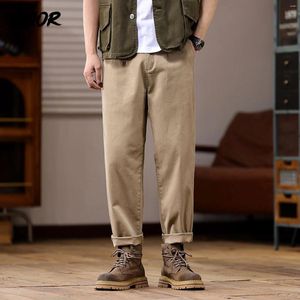 Herrbyxor hiqor i khaki man sommar klassisk mode solid baggy casual män bomull pantalones lastbyxor ropa hombre