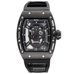 Skone 2017 Brand Quartz Men Watches Pirate Skull Style Military Silicone Men Sports Wristwatch Relogio Masculino316C