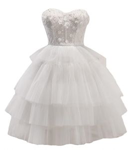Korta hemkommande klänningar Tiered Applices Beading Lace-Up Tulle Ball Gown Cocktail Formal Eccque Eccque Cocktail Prom Party Graudation Gowns HC17