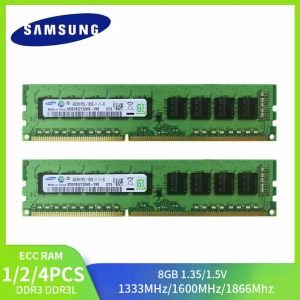 RAMS 1/2/4PCS Samsung Server Memory DDR3 DDR3L 8 GB 1333 1600 MHz 1866MHz Workstation Memory PC312800E 14900E 10600E 1.35/1,5V ECC RAM RAM