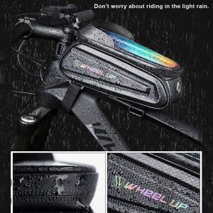 Bolsa de bicicleta à prova de chuva Bicicleta Pelador de celular frontal com tela de toque Tubos Tubos de ciclismo refletivo MTB Acessórios