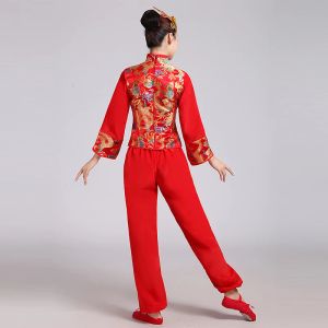 ウエストドラムスクエアダンススーツヤンコナショナルダンスコスチューム女性クラシックファンダンス傘Yangkoフォークハンフ服
