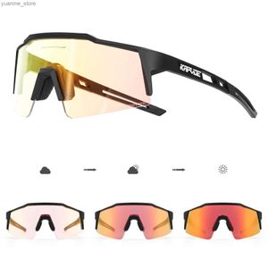 Utomhus Eyewear Kapvoe Red Photochromic Cycling Solglasögon för män Blue Riding Glasses Mountain Bike New Bicycle Goggles Eyewear Sports Y240410