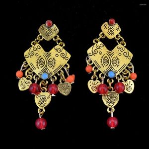 Dangle Ohrringe Vintage ethnische farbenfrohe Harzperlen Quasten Tropfen für Frauen Bohemian Zigeuner Tribal türkisch afghanischer Schmuck