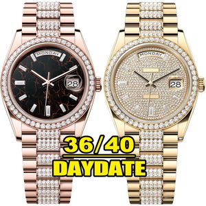 Lüks Mens Watch Tasarımcı Saatler Yüksek Kaliteli Elmas 36mm 40mm Otomatik Makine Hareketi 904L Paslanmaz Çelik Su geçirmez Safir Kadın Saatler