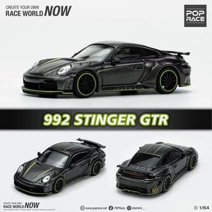 Pop Race in Stock 1 64 Topcar 992 Stinger GTR GTR Carbon Diecast Diorama Modelo de carro Toys 240402