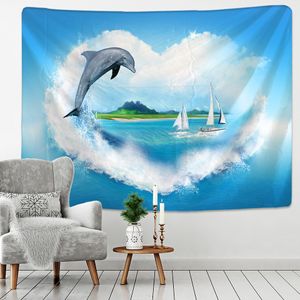 Cool 3d Animal Tapestry Dolphin Art Wall Holding Room Decor Craftsmandala decorativo Clante fino ioga