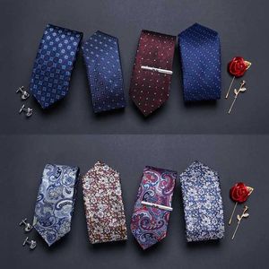 Halsband Nyutformade Mens Printed Pattern Tie 7.5cm Halsband Polyester Jacquard Gravatas Wedding Tie Lämplig för arbetsplacec240410