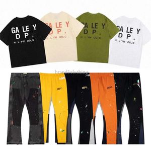 Designer Men Shirt Letter Print Long Jeans Short Sleeve Shirts Pants Womens Sweatpants Speckled Couple Loose Versatile Straight Casual High Street