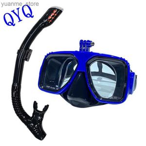 Dykningsmasker Dykningsmask med sportkamerafästet Tempererat glas Silikonmask är säker och bekväm Y240410