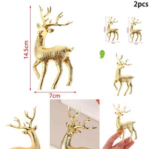 1/2PCS Bolo Decoração de Deer Pingente Glitter Elk Natal Árvore de Natal pendurada Oranamento Navidad Aniversário CakeUpgrade Ano Presente