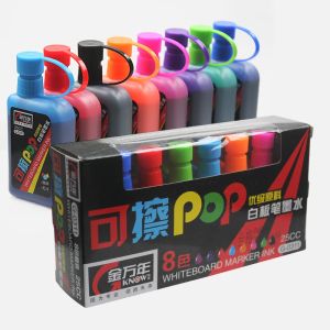 Batterier vet 8 färger/set whiteboard bläck raderbar popkonstmarkör påfyllare för skolleverantör