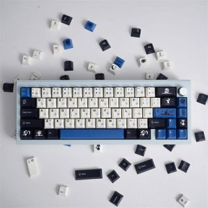 Клавиатуры 129 клавиш Полуночная синяя GMK PBT Keycap Cherry Mechanical Keyboard Gamer Пять боковых красителей 2,25U 2,75U 7U Spacebar Alice 80 Pro