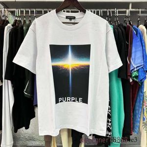 パープルジーンズメンズTシャツラッパーヤングサググラフィックTシャツメン女性ファッションヒップホップストリートスタイルTシャツ夏のカジュアルショートシャツパープルブランドTシャツ535