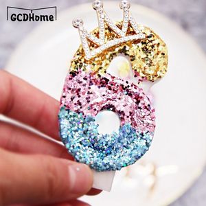 Geburtstagsfeier Nummer Kerzen Glitzer Gold Pink Crown Kerze für Kinder Mädchen Jungen Geburtstagsfeier Kuchen Topper Einfügen Dekorationen