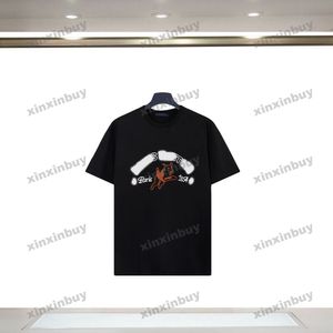 xinxinbuy män designer tee t shirt 2024 Italien ko brev broderi kort ärm bomull kvinnor grå svart vit gul m-2xl