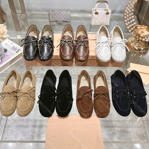 Designers shoes for womens Cowhide cashmere patchwork round toe lace up Ballet Flats loafers flat bottom oxfords Casual Dress shoe 35-40