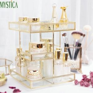 360-graders roterande kosmetisk förvaringslåda borsthållare Hemmakeup smycken Organiser Case Office Skin Care Product Storage Rack296h