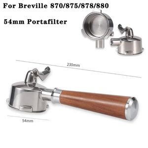 54mm kaffe Portafliter för Breville 8 Series 304 Rostfritt stål dubbel munhandtag Filter Espresso Machine Barista redskap 240326