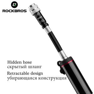 ROCKBROS Aluminum Alloy Bicycle Pump Pressure Gauge Tube 150 PSI High Pressure Mini Air Pump For Bike Cycling Tire Inflator MTB