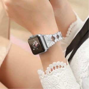 Браслет -бабочка для Apple Watch Band Iwatch 7 SE 6 5 4 3 Легко регулируемые женщины Bling Jewelry New Watch Band Strap Metal Silver
