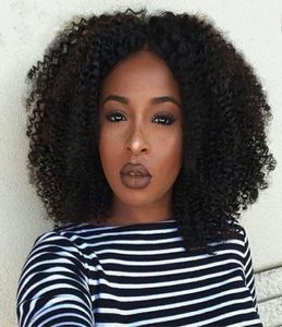 Peruca de cabelo humano cacheado afro para mulheres negras Virgem Malaysian Lace Front Wigs com bebê Hair85153965150220