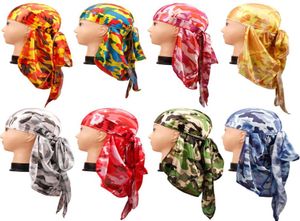 Hair Accessories Camo Durag Bandanas Headband Hats For Women Men do doo du rag Hat Wave Long Tail Pirate Turban Head Cover Cap9095164